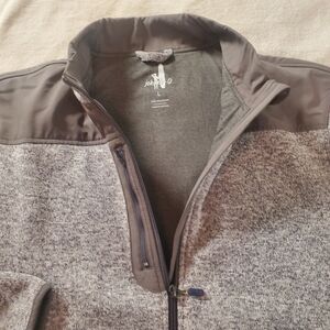 johnnie-O Striped Gray And Navy Full Zip Golf, Casual Wear Jacket.